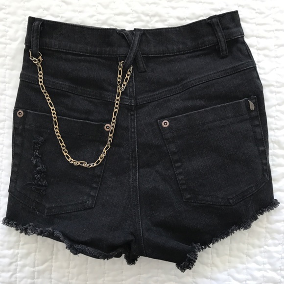 Ladakh Shorts Ripped High Waist Black Jean Shorts Pocket Chain Poshmark